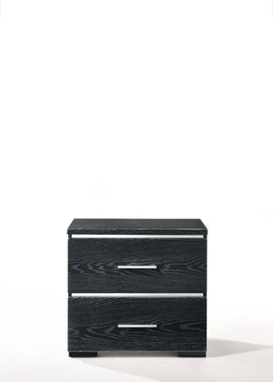 Homeroots 15" X 22" X 23" Black (High Gloss) Wood Veneer (Paper) Nightstand   347546