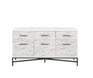 Homeroots 18" X 54" X 30" White Weathered Wood Pattern Metal Console Table   347553