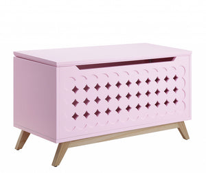 Homeroots 16" X 37" X 21" Pink Natural Wood Youth Chest  Solid Wood 347556