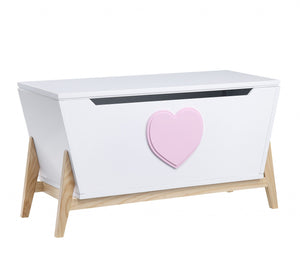 Homeroots 16" X 37" X 20" White Pink Wood Youth Chest  Solid Wood 347558