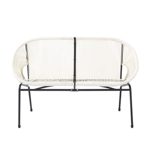 English Elm Christopher Knight Home® - NUSA Faux Wicker 3-Piece Outdoor Patio Chat Set with Rustproof Iron Frame, Curved Club Chairs & Loveseat White NUSA3PCSETWHI