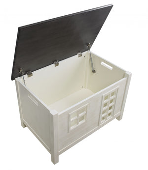 Homeroots 21" X 32" X 21" Weathered White Washed Gray Wood Youth Chest  Solid Wood 347560