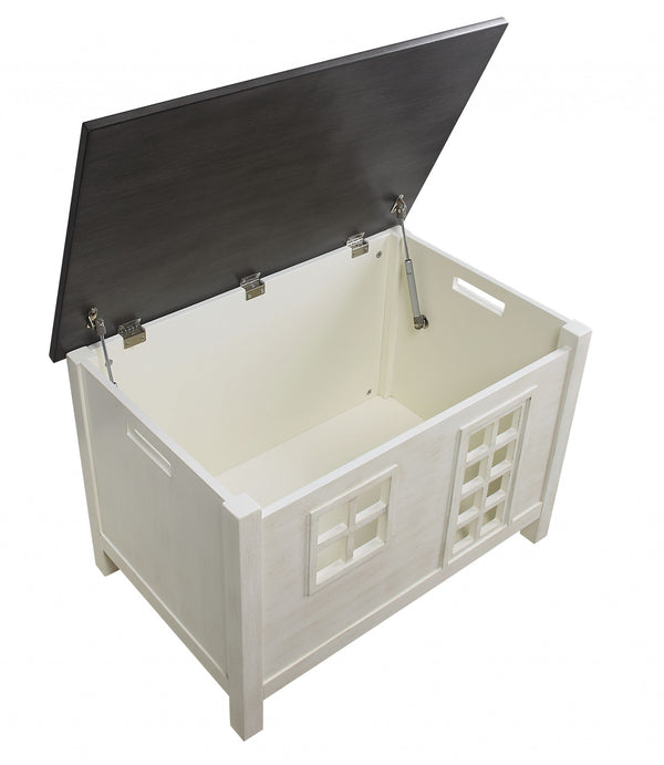 Homeroots 21" X 32" X 21" Weathered White Washed Gray Wood Youth Chest  Solid Wood 347560