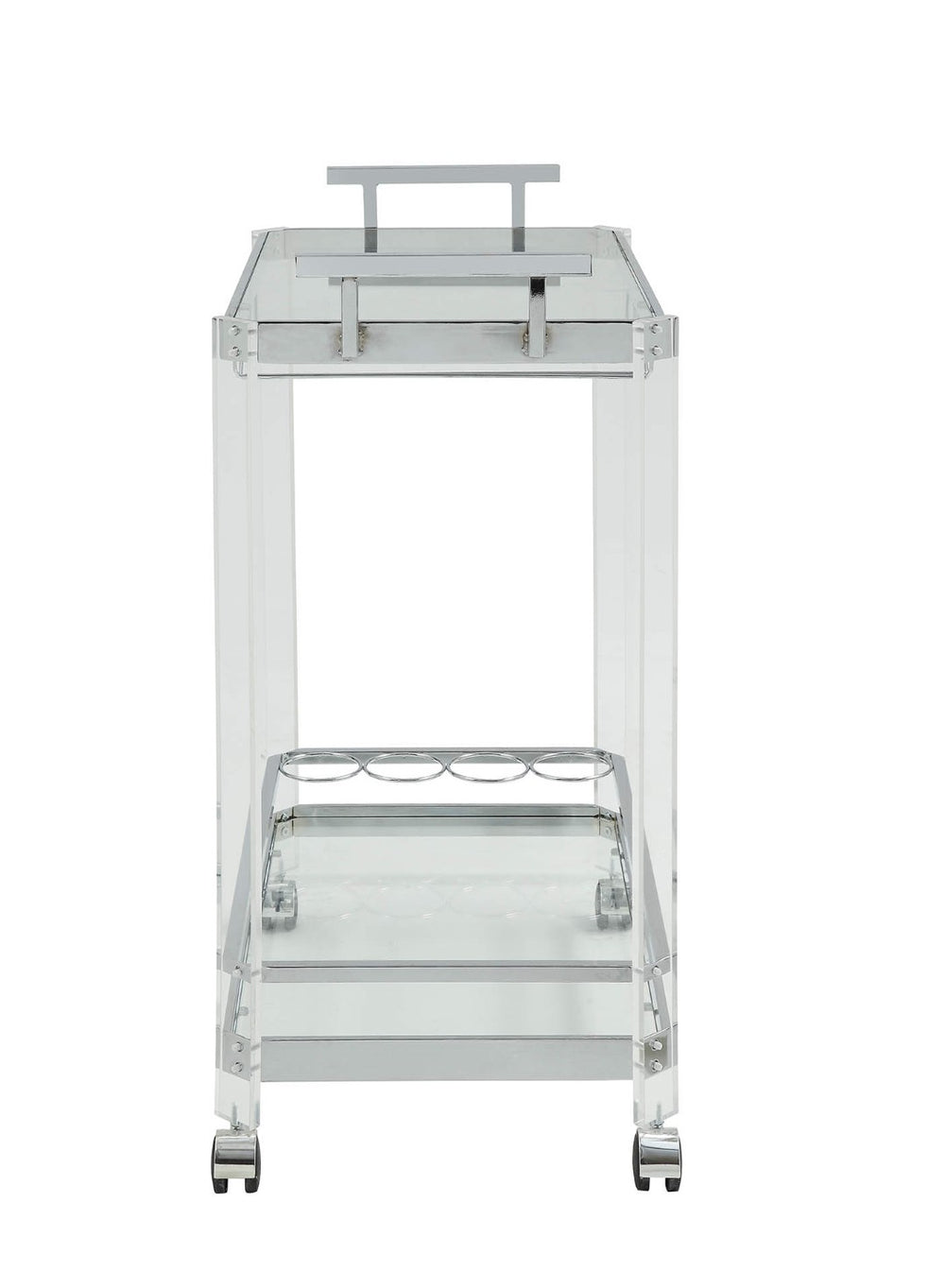 HomeRoots Clear 29" Rolling Prep Table with Storage – Modern Acrylic Cart for Meal Prep & Entertaining Needs 347562