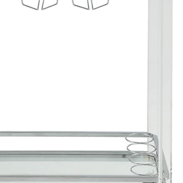 HomeRoots Clear 29" Rolling Prep Table with Storage – Modern Acrylic Cart for Meal Prep & Entertaining Needs 347562