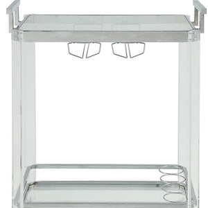 HomeRoots Clear 29" Rolling Prep Table with Storage – Modern Acrylic Cart for Meal Prep & Entertaining Needs 347562