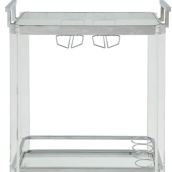 HomeRoots Clear 29" Rolling Prep Table with Storage – Modern Acrylic Cart for Meal Prep & Entertaining Needs 347562