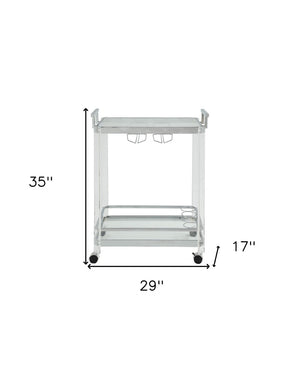 HomeRoots Clear 29" Rolling Prep Table with Storage – Modern Acrylic Cart for Meal Prep & Entertaining Needs 347562