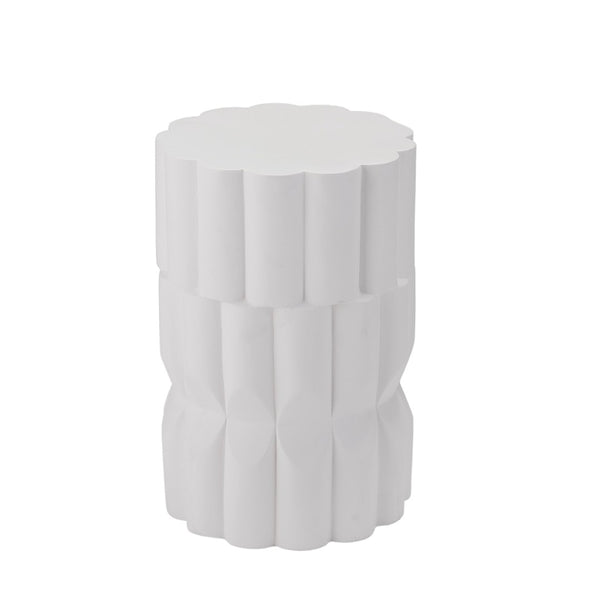 English Elm 13 Inch Handmade Mgo Geometric Side Table Sculptural Matte Accent for Indoor Outdoor White N772P390780W