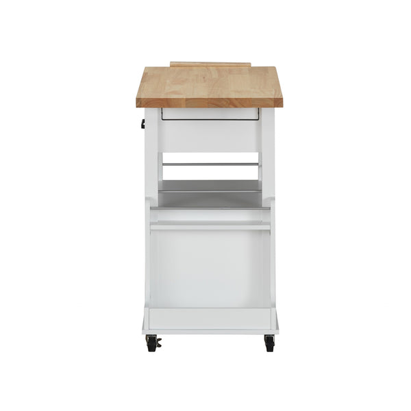 Homeroots 19" X 35" X 35" Natural White Wood Casters Kitchen Cart  Wood 347567