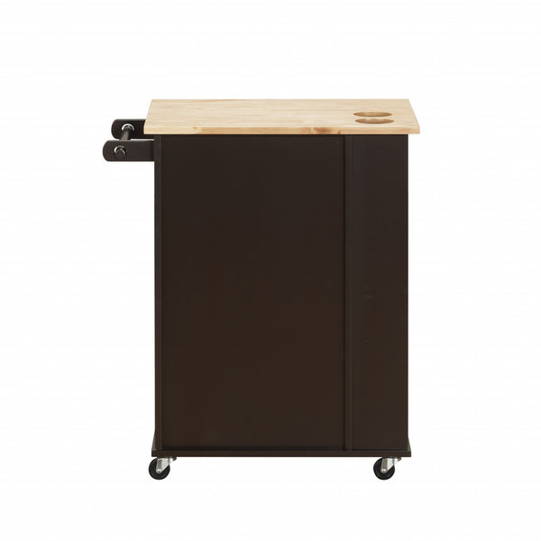 Homeroots 18" X 29" X 34" Natural Wenge Wood Casters Kitchen Cart  Wood 347568
