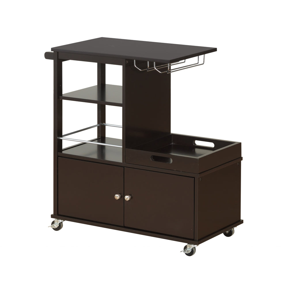 Homeroots 16" X 34" X 34" Wenge Wood Casters Kitchen Cart  Wood 347569