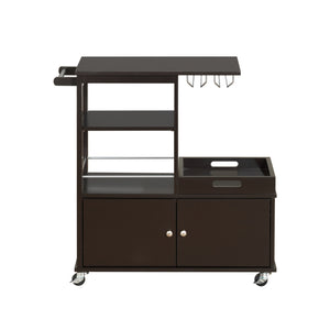 Homeroots 16" X 34" X 34" Wenge Wood Casters Kitchen Cart  Wood 347569