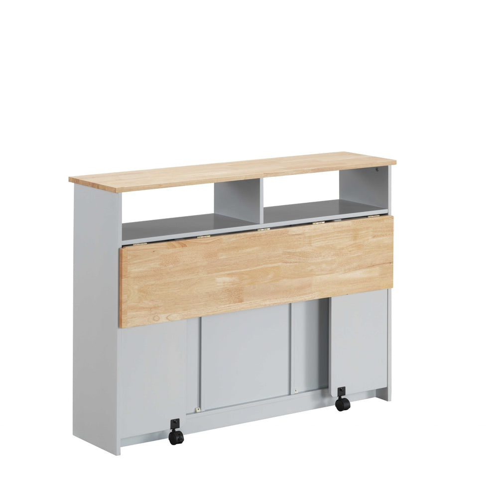 Homeroots 23" X 47" X 37" Natural Gray Wood Casters Kitchen Cart  Wood 347571