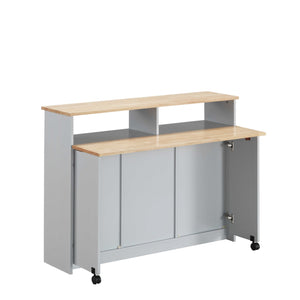 Homeroots 23" X 47" X 37" Natural Gray Wood Casters Kitchen Cart  Wood 347571