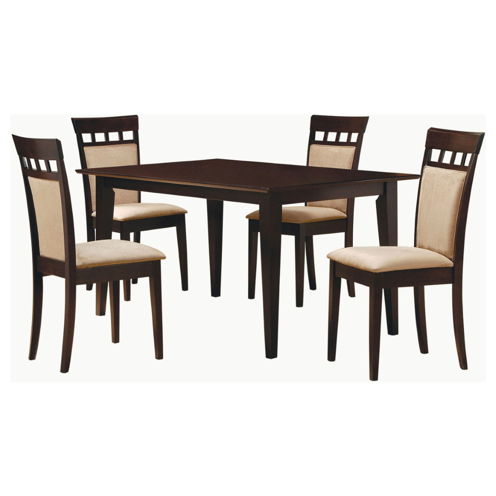 English Elm Gianna Rubberwood Rectangular Dining Set with High-back Microfiber Chairs for Five B062S01528