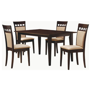 English Elm Gianna Rubberwood Rectangular Dining Set with High-back Microfiber Chairs for Five B062S01528