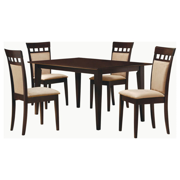 English Elm Gianna Rubberwood Rectangular Dining Set with High-back Microfiber Chairs for Five B062S01528