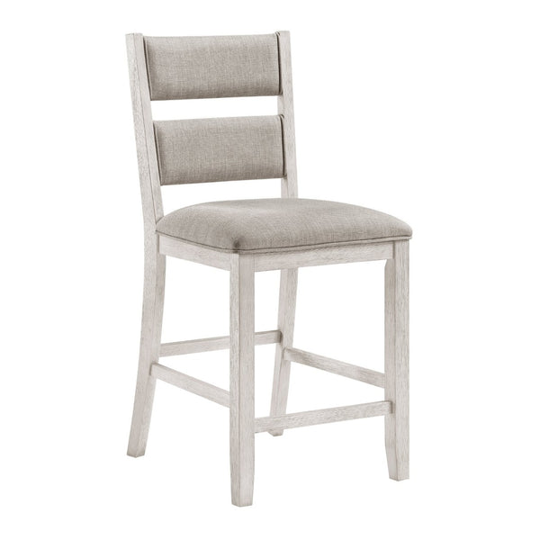 English Elm Modern Farmhouse Counter Stools Ladder Back Wood Frame Gray Upholstered Seat Pair B011P416552