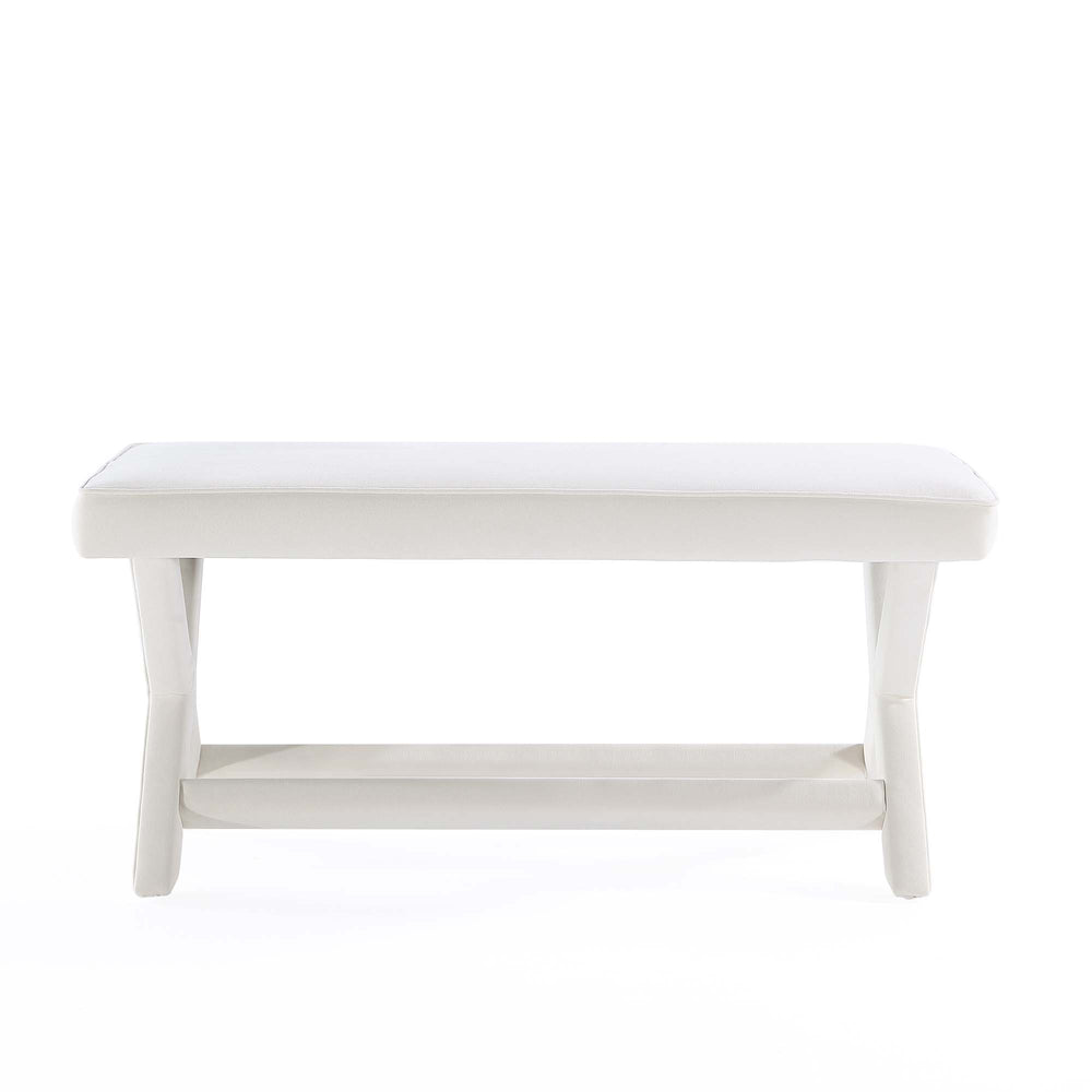 English Elm Abigail Mid-Century Modern Velvet Upholstered Bench - Cream Elegance For Entryways & Living Spaces B365P398212