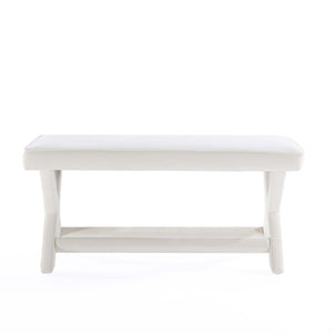 English Elm Abigail Mid-Century Modern Velvet Upholstered Bench - Cream Elegance For Entryways & Living Spaces B365P398212
