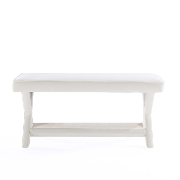 English Elm Abigail Mid-Century Modern Velvet Upholstered Bench - Cream Elegance For Entryways & Living Spaces B365P398212