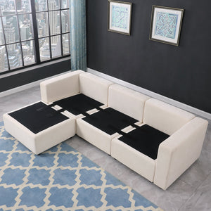 English Elm Modular Sectional Sofa - Stylish U-Shaped Couch With Reversible Chaise & Ottomans For Versatile Living Spaces W1123S00047