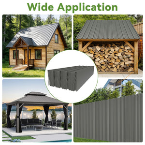 English Elm 10 Galvanized Steel Corrugated Roof Panels Weatherproof Pergola Shed Patio Cover W3213P431197