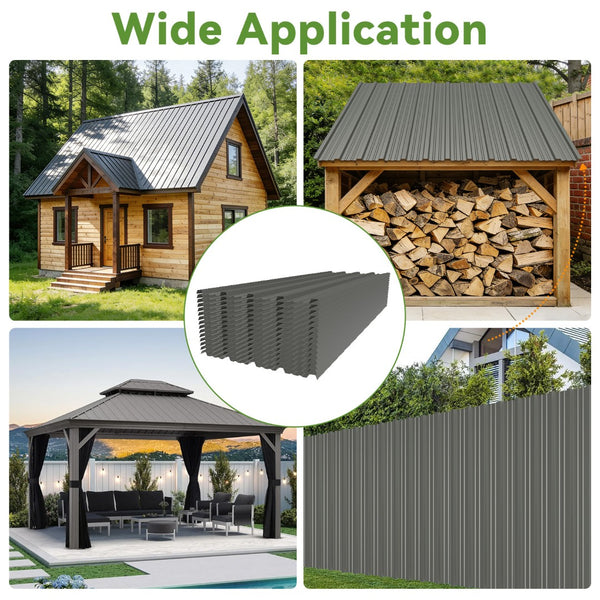 English Elm 10 Galvanized Steel Corrugated Roof Panels Weatherproof Pergola Shed Patio Cover W3213P431197
