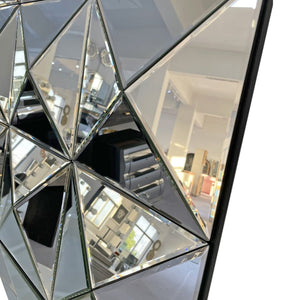 English Elm 3d Beveled Glass Geometric Square Wall Mirror Sculptural Triangular Art for Living Room W3836P410041