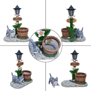 English Elm Labrador Solar Garden Statue with Led Glow and Built-in Succulent Planter Basin W5398P464241