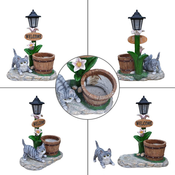 English Elm Labrador Solar Garden Statue with Led Glow and Built-in Succulent Planter Basin W5398P464241