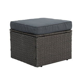 English Elm Patio 7-Piece Pe Wicker Furniture Set With Lounger Sofa, Cushions, And Glass Table For Outdoor Comfort W1703S00029-GIGA