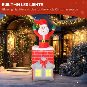 English Elm 7ft Animated Santa Chimney Inflatable Outdoor Holiday Decor with Led Night Display T3971P381226