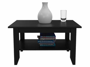 English Elm Coffee classic coffee table with sturdy four-leg frame and roomy lower shelf for storage or decor Black 35.82 L x 31.49 W x 3.54 H B097133149