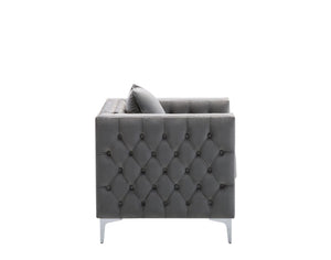 English Elm Noir Tufted Velvet Accent Chair with Nailhead Trim and Chrome Legs for Living Room B2749S00133