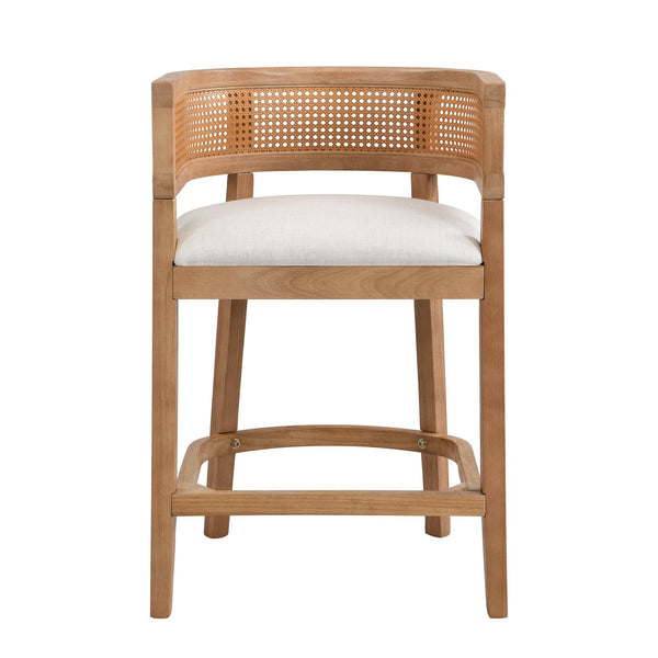 English Elm Christopher Knight Home® - Wood Upholstered Arm Counter Stools Set Of 2 - Beige & Natural Oak, Stylish & Comfortable Design N771P265580Q