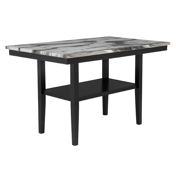 English Elm Modern Faux Marble Counter Dining Set with Velvet Chairs and Matte Black Legs B011S02493