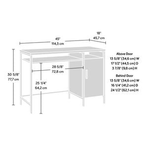 English Elm Desk, Engineered Wood Home Office Desk with Large Work Surface, Cubbyhole & Adjustable Shelf, Compact Durable Design, Easy Assembly, Qi-Ready Dark Walnut B356P354443