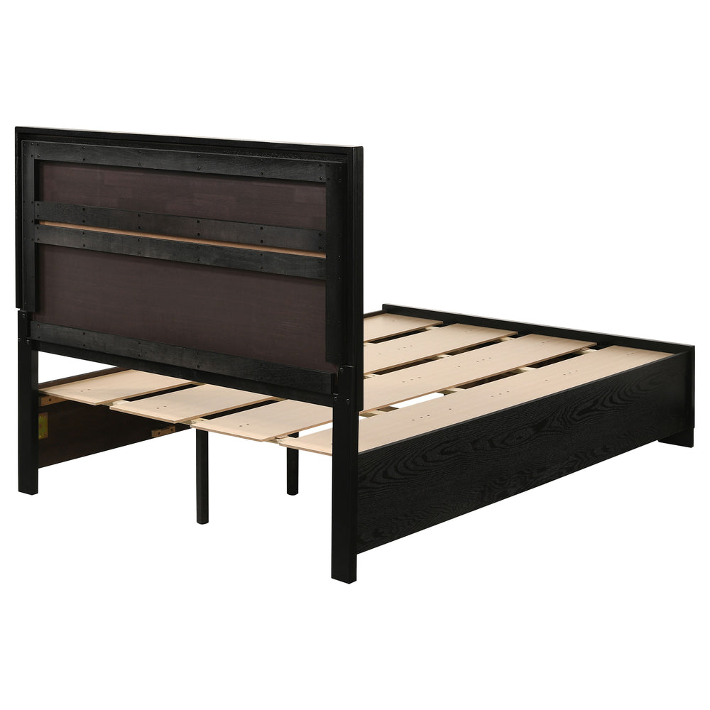 English Elm Urbana Black Full Storage Panel Bed with Crystal Pulls & Glitter Trim, Slatted Platform, Drawers Included B062S00696