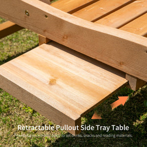 English Elm Outsunny Adjustable Outdoor Chaise Lounge Chair With Pull-Out Table, Rolling Wheels & Wood Finish W2225P200447-GIGA