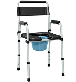 English Elm Adjustable Commode Chair with Steel Frame Pu Seat Seven Heights Foldable Senior Aid T3971P412319