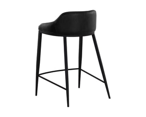 Sunpan Astra Counter Stool - Modern Faux Leather Design with Strong Iron Legs for Stylish Comfort Black / Nightfall Black