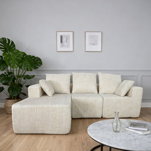 English Elm Corner Modular Sectional Sofa with Plush Fabric Converts to Loveseat or Guest Bed Beige W3064S00001