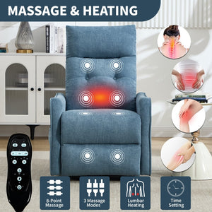 English Elm Beige Chenille Power Lift Recliner with Massage Heat and Usb for Senior Comfort Blue W1803P364113