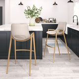 Desi Barstool - Set of 2 Beige & Gold 109735 Zuo Modern