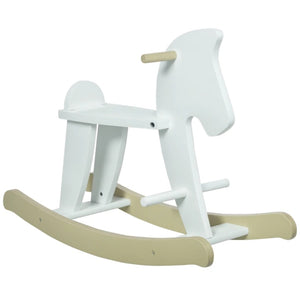 English Elm Classic Wooden Toddler Rocking Horse with White Finish Safe Grip Rails Nursery Play T3971P442259