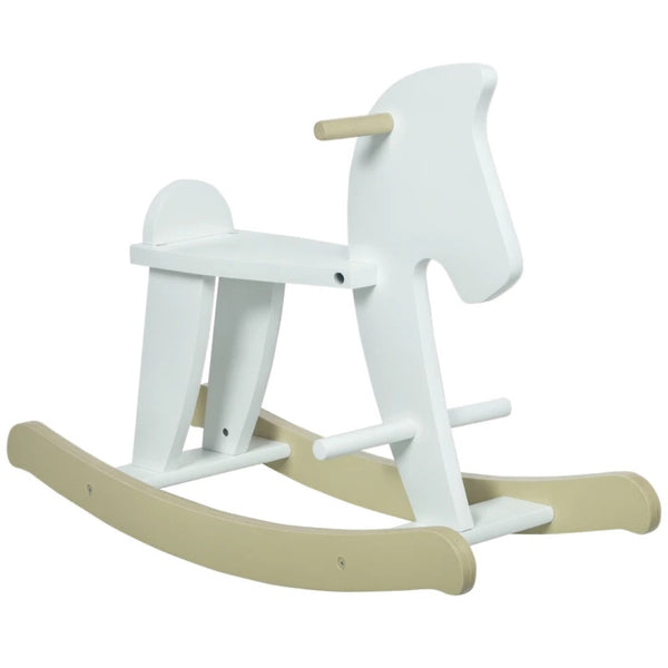 English Elm Classic Wooden Toddler Rocking Horse with White Finish Safe Grip Rails Nursery Play T3971P442259