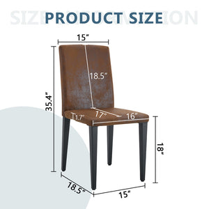 English Elm Four Modern Upholstered Dining Chairs Brown Faux Leather Foam Cushion Metal Legs W1151P359268
