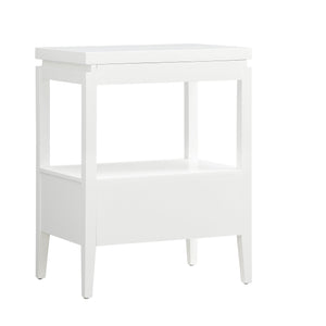 English Elm Olana Floating Top 1-Drawer Nightstand in White — Modern Solid Wood Nightstand with Hidden Tray, Gold Pull, Shelf B050P376963